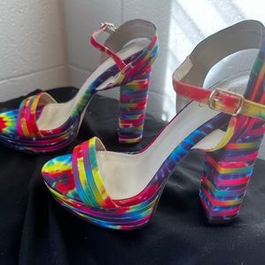 B. Rainbow Lillian Gilly platform heels. Worn once. Size 7